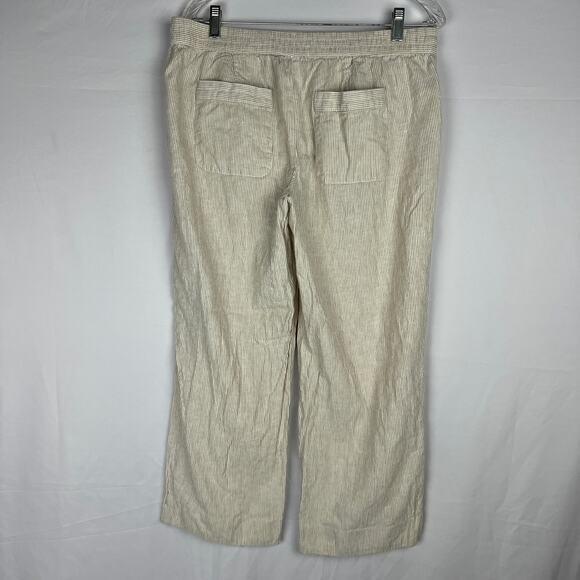 Preppy Classic Linen Cotton Beige Pinstriped Talbots Petite Heritage Pants 12P - Picture 3 of 11